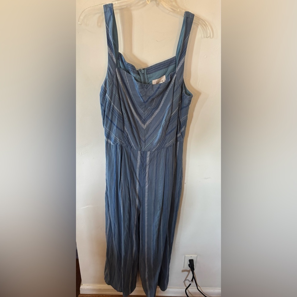 Anthropologie Blue Striped Jumpsuit